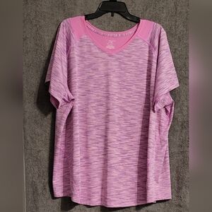 Women's pink and black, 3XL, Tek Gear-DryTek v-neck, S/S, shirts.